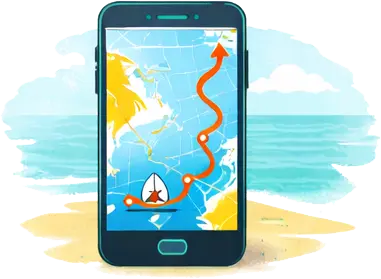 GPS track of a sailing passage on a mobile phone