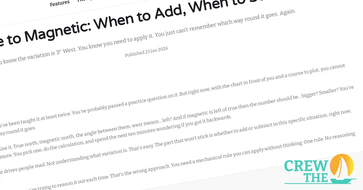 True to Magnetic: When to Add, When to Subtract - Crew the Boat
